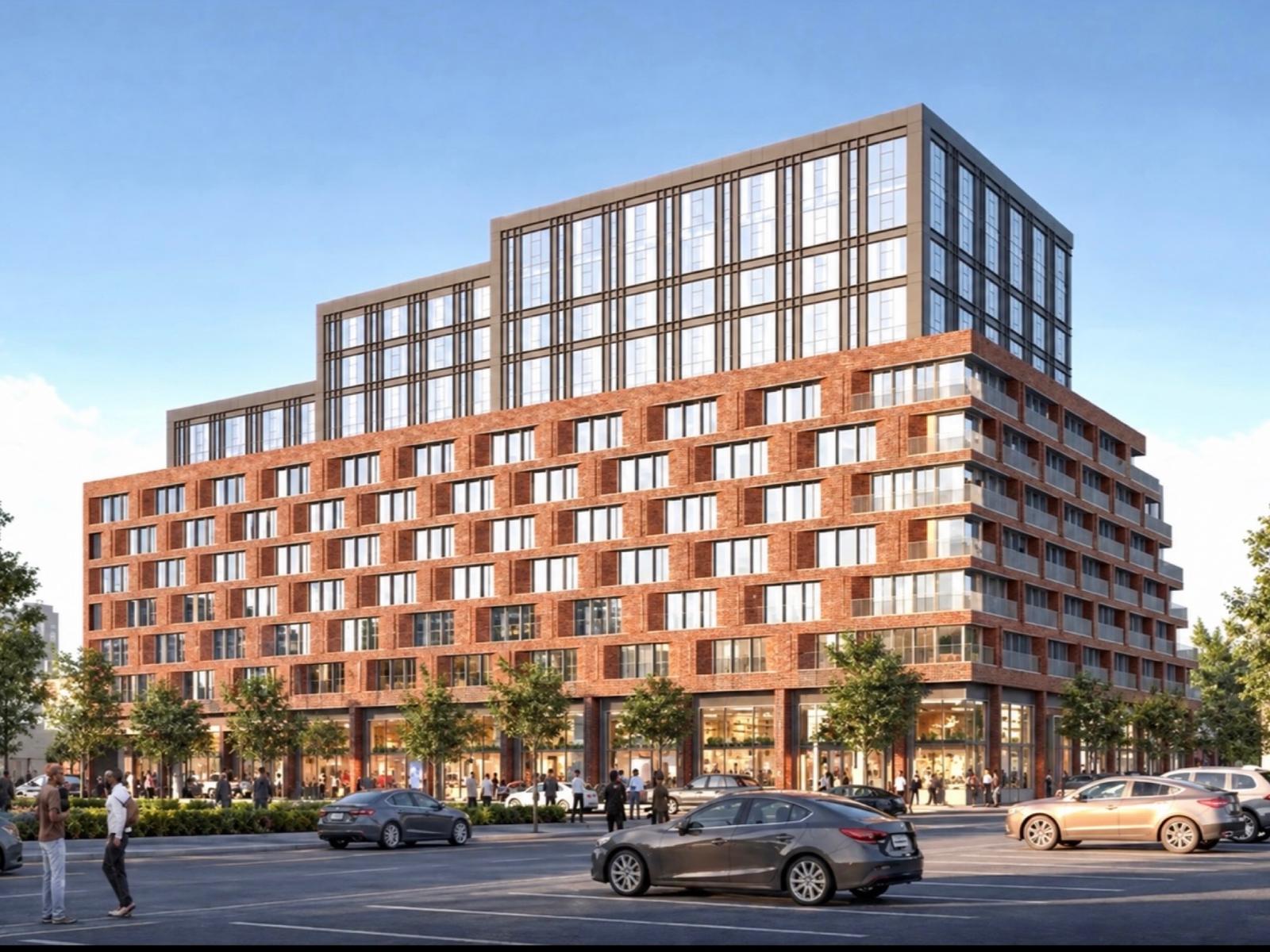 Glass and brick mixed-use development